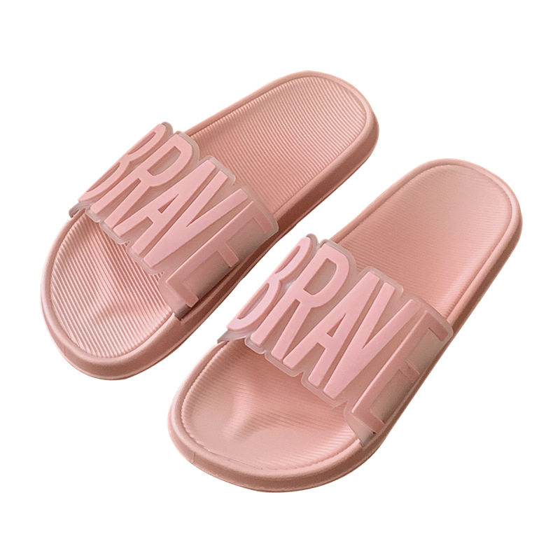 Internet Celebrity Ins Style Summer New Outer Wear Fashionable Hong Kong Style Letter Sandals Indoor Home Use Flats Bathroom Slippers