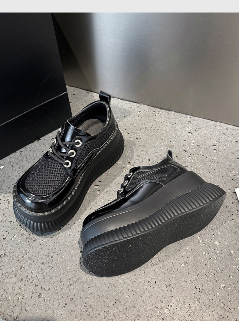 Giày sandal cao gót nữ hở mũi quai dây buộc gót vuông 8 cm — Đen, Len nguyên chất chi tiết 15