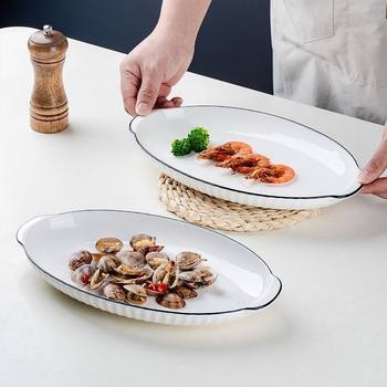 Binaural Ceramic Fish Dish Household 2024 New Style Special Plate for Steamed Fish Advanced Sense Large Size Fish Basin Fish Bowl Fish Dish