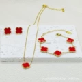 Red double-sided mother-of-pearl three-piece set