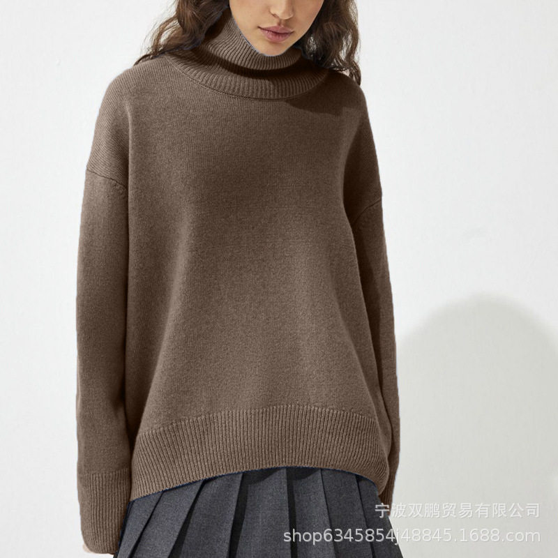 High Neck Loose Knit Sweater Soft Fabric Multiple Colors Autumn Winter Style Ready to Ship Wholesale Available