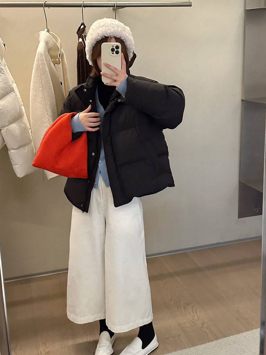 Mmc Puff down Jacket Women's Winter 2025 New 90 White Duck down Korean Style Short Bread Jacket with Shawl Scarf