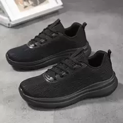 All Black Running Shoes Women's 2023 Summer New Men's and Women's sneaker Travel Soft Sole Lightweight Casual Not Tired Work Shoes