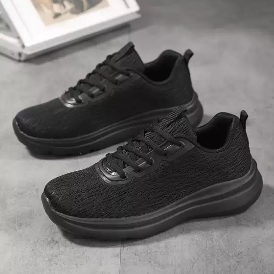 All Black Running Shoes Women's 2023 Summer New Men's and Women's sneaker Travel Soft Sole Lightweight Casual Not Tired Work Shoes