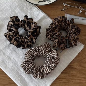 Korean Blogger's Same Style Leopard Print Fabric Hair Tie for Girls, High-End Hair Tie, Headband, Hair Accessories, Ball Head