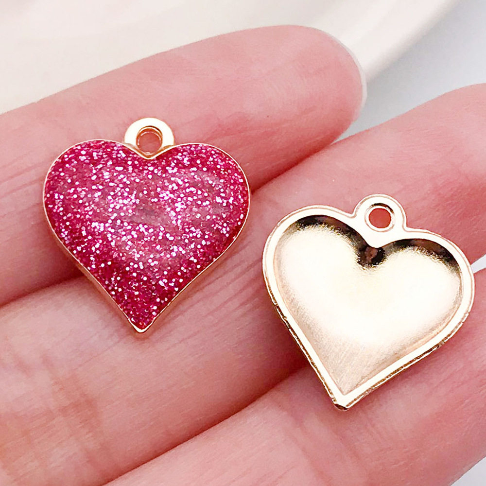 混50个红粉爱心桃心饰品配件 diy手链钥匙扣项链吊坠合金滴油挂件