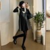 Maternity Wear Spring New Style Black Sweet Cool Style Leather Contrast Vest Dress Suit Fashion Dress Petite