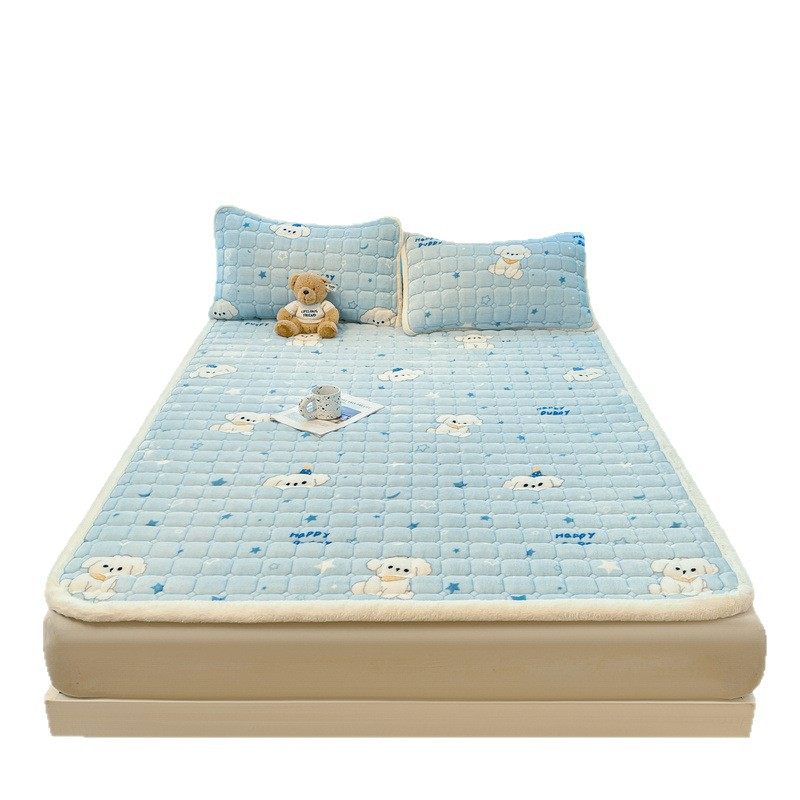Class a Milk Velvet Mattress Three-Piece Set Winter Thickeneded Baby Velvet Soft Mattress Quilted Warm Dormitory Bed Sheets Pad