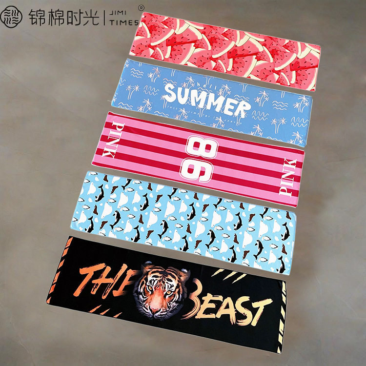 Cross-Border Digital Printing Cold-Feeling Sports Towel Absorbs Sweat, Fitness Quick-Drying Sweat Towel, Running Badminton Cooling Towel