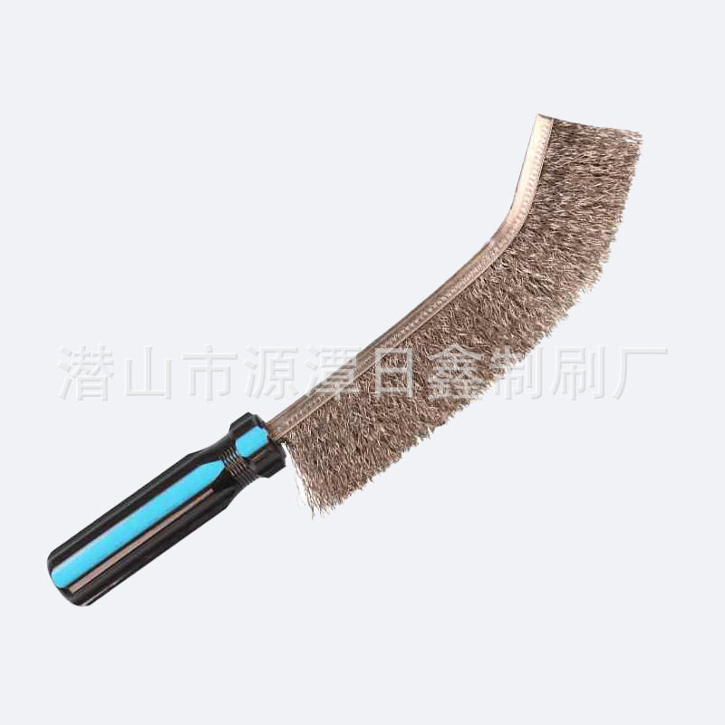 Wire Brush Copper-Plated Knife Brush Stainless Steel Knife Brush Rust Removal Brush Cleaning Brush Rust Removal Brush Barbecue Gap Cleaning Plastic Handle