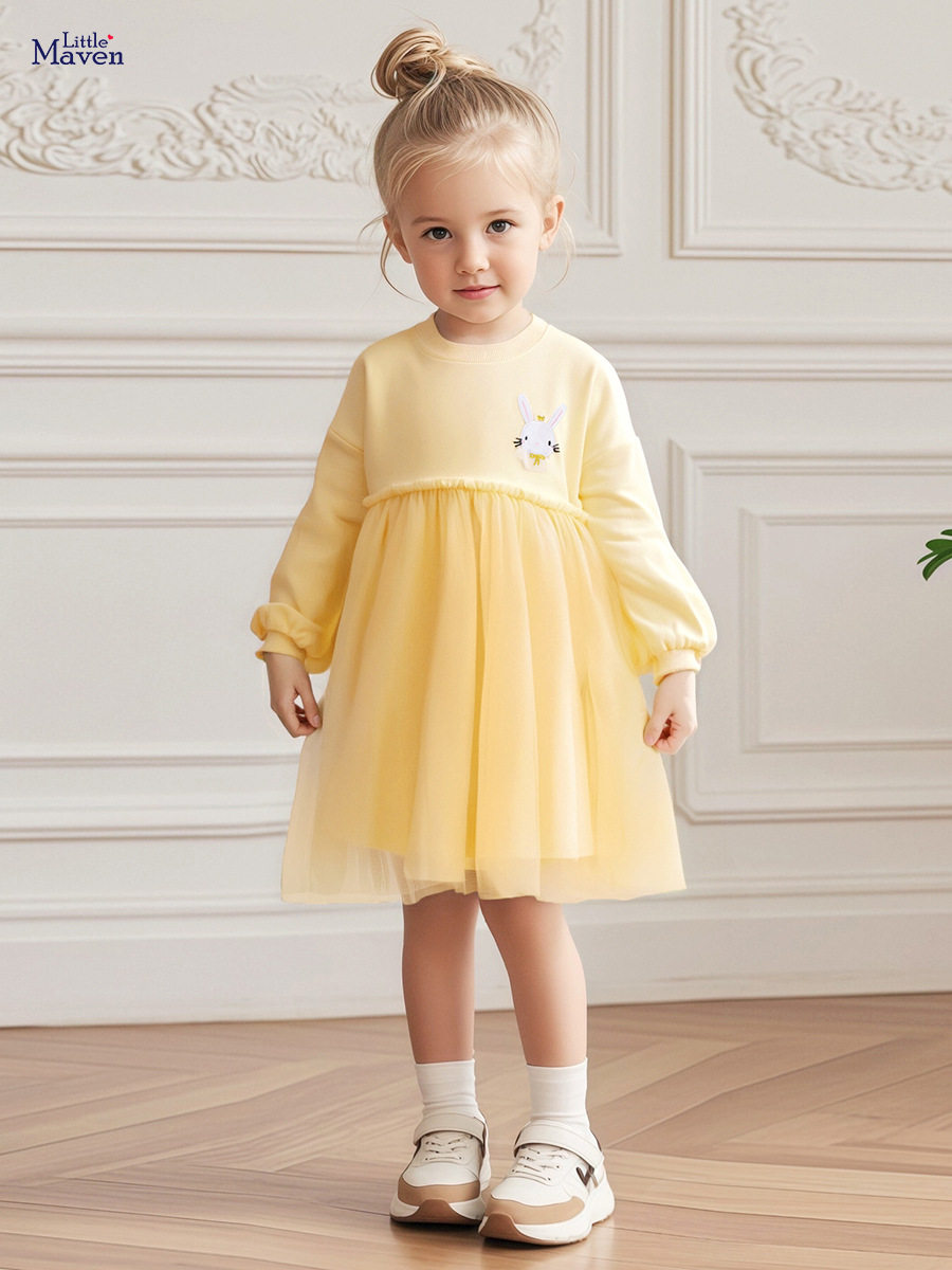 [Style] Children's Clothing Wholesale, Tulle Girls' Dress, Autumn Kids' Princess Dress, Cartoon Cotton Kids' Dress