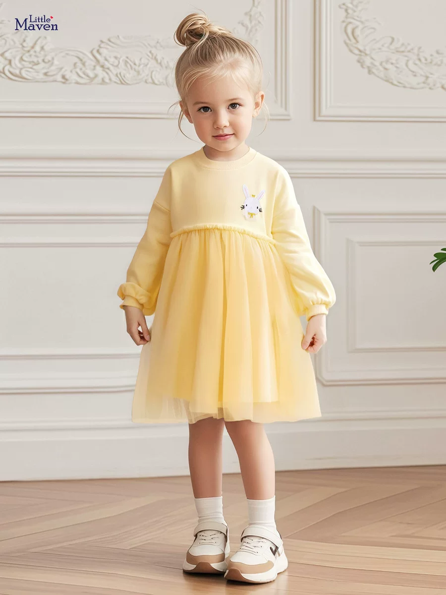 [Style] Children's Clothing Wholesale, Tulle Girls' Dress, Autumn Kids' Princess Dress, Cartoon Cotton Kids' Dress