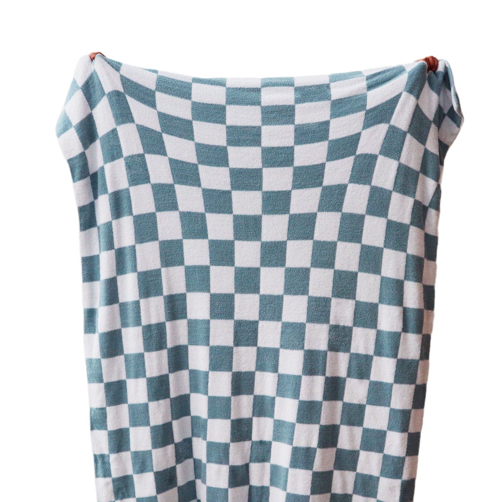 Texture Small Fresh Plaid Half Velvet Nap Blanket Advanced Contrast Color Bedroom Bed Nap Fluffy Knitted Blanket