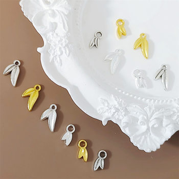 Alloy Antique Silver Bamboo Leaf Bright Silver Pendant Beads DIY Accessories Bamboo Loose Beads Braided Rope Bracelet Tassel with Beads Hairpin