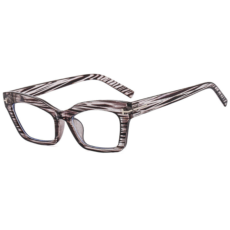 Cross-border Retro Thick Frame Men's and Women's Plain Cat's Eye Anti-blue Light Anti-ruffian Handsome Frame with Myopic T-shaped Tom Glasses