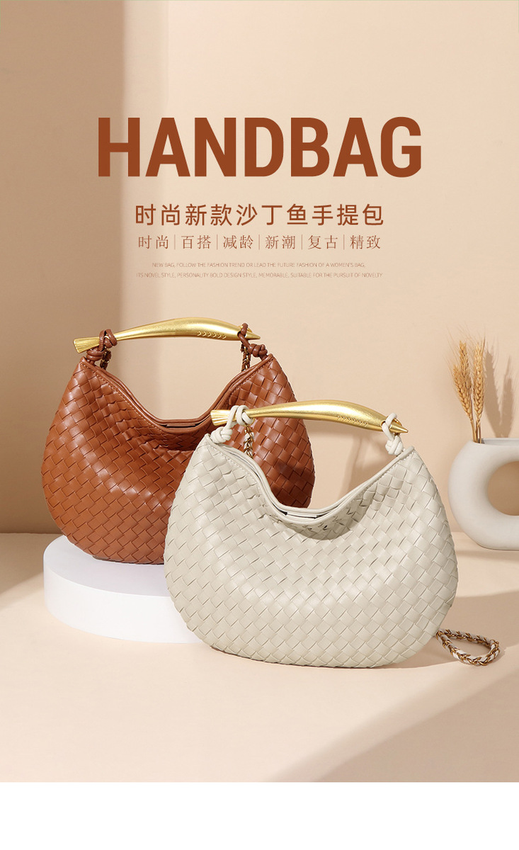 Túi đeo chéo nữ dáng trăng lưỡi liềm đan thủ công phong cách vintage — B1957. # nho tím, B1957. # rượu vang đỏ