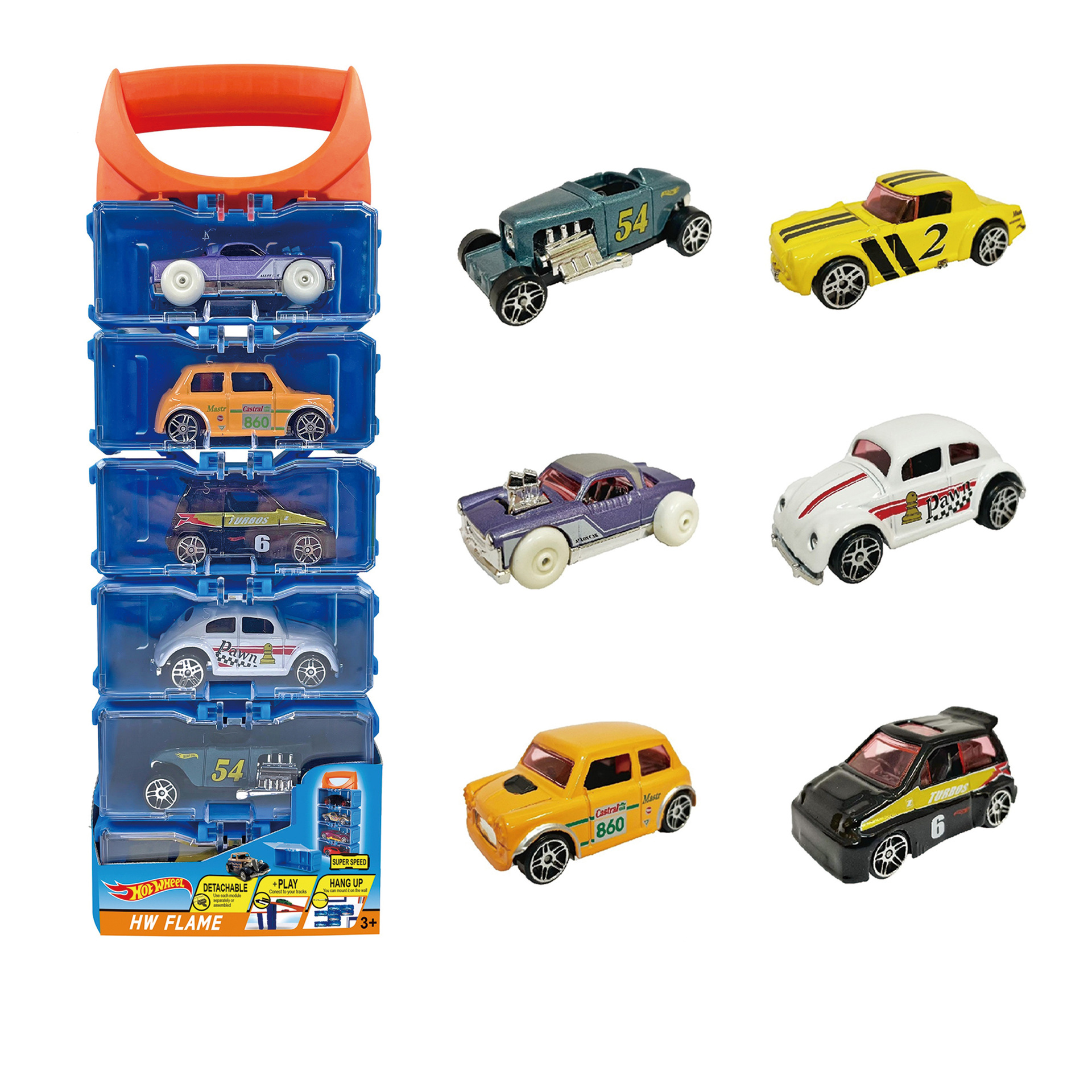 1：64合金车子 耐摔防摔玩具车 手提盒合金车仔套装 合金哈雷摩托