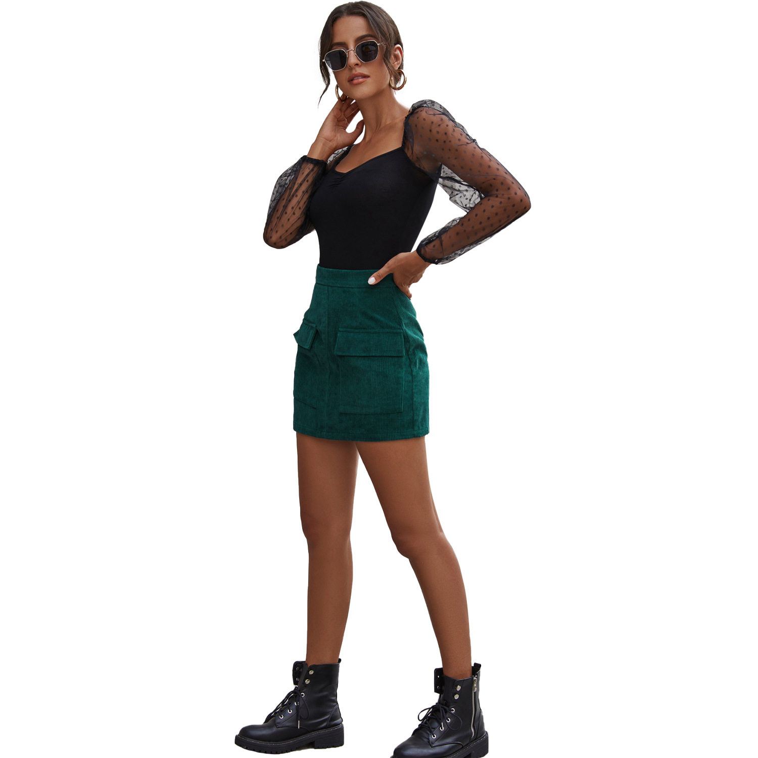 High Waisted Corduroy Midi Skirt Chic Versatile Elegant Perfect for Casual or Formal Occasions Wholesale Available