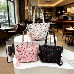 2026 Summer Printed Cherry Tote Bag for Women, Casual Large Capacity Canvas Women's Bag, Student Commuting Shoulder Bag