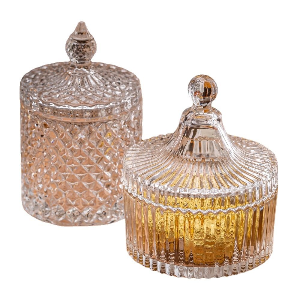 ins Style Glass Jar Transparent Candy Jar Storage Jar with Lid Storage Box Cotton Swab Makeup Brush Pen Container Tea Jar