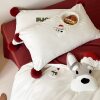 100-Count Pure Cotton Brushed Cute Towel Embroidered Four-Piece Set Cartoon Small Fur Ball Pure Cotton Bed Bed Sheets 1.8 Quilt Cover Three-Piece Set