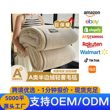 Winter Cross-Border Temu Thickened Warm Coral Fleece Blanket Anti-Static Milk Velvet Long Plush Blanket