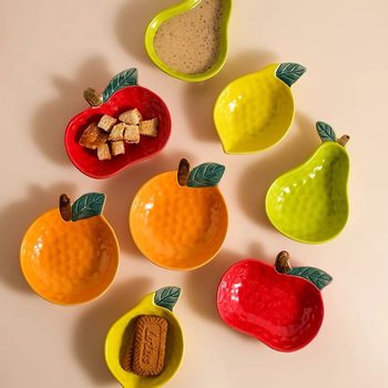Japanese Hand-painted Cartoon Fruit Multi-purpose Sauce Dish Fruit Bowl Snack Bowl small size Household Ceramic Pet Bowl Small Plate