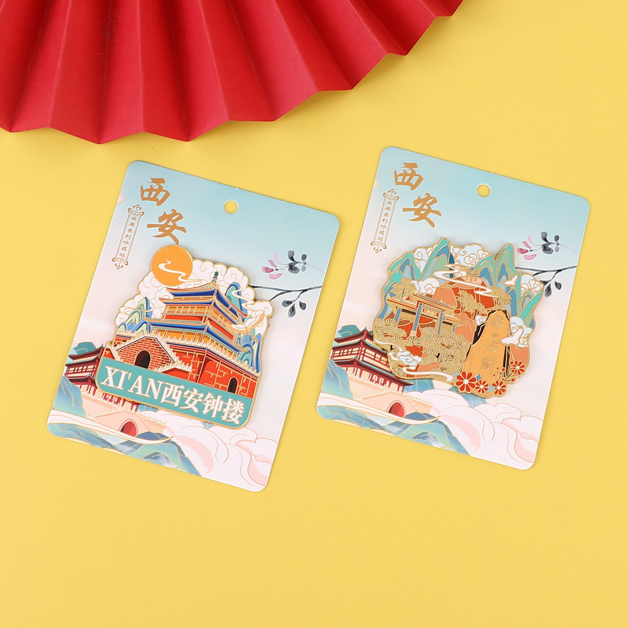 In-Stock Cultural and Creative City Fridge Magnets Xi'An Attractions Chinese Style Travel Souvenirs Landmark Cartoon 3D Magnetic Stickers