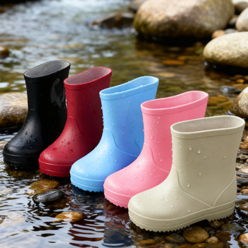 Parent-Kids Simple Rain Boots for Kidsren in Summer Non-Slip Soft Bottom Kidsren's Male and Female Baby Cartoon Toddler Mid-Calf Rain Boots Water Shoes