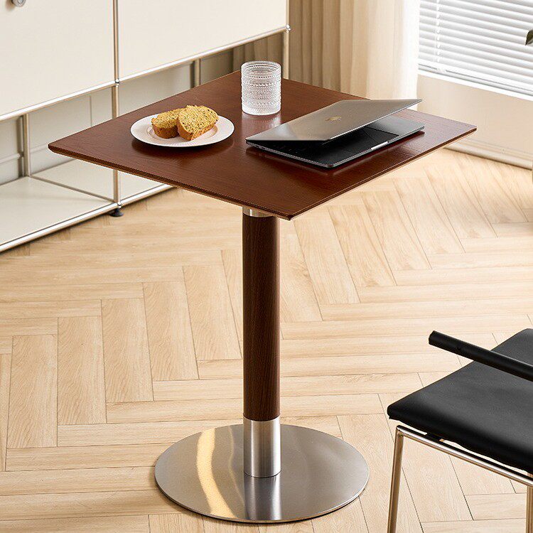 简约实木复古咖啡桌阳台小圆桌餐桌会客洽谈桌椅奶茶店糖水店方桌