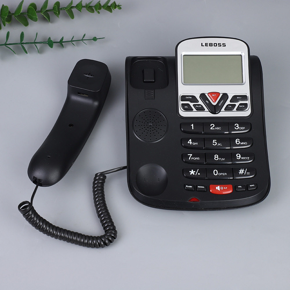 LEBOSS L-51 สำนักงานธุรกิจ caller ID โทรศัพท์ภาษาอังกฤษสีดำโ...