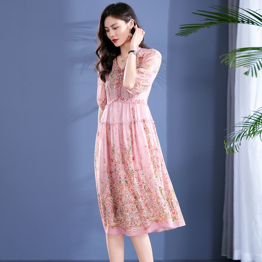 (Mới) Mã K7014 Giá 3420K: Váy Đầm Liền Thân Nữ Shtde Họa Tiết Hoa Thời Trang Nữ Chất Liệu Lụa Tơ Tằm G06 Sản Phẩm Mới, (Miễn Phí Vận Chuyển Toàn Quốc).