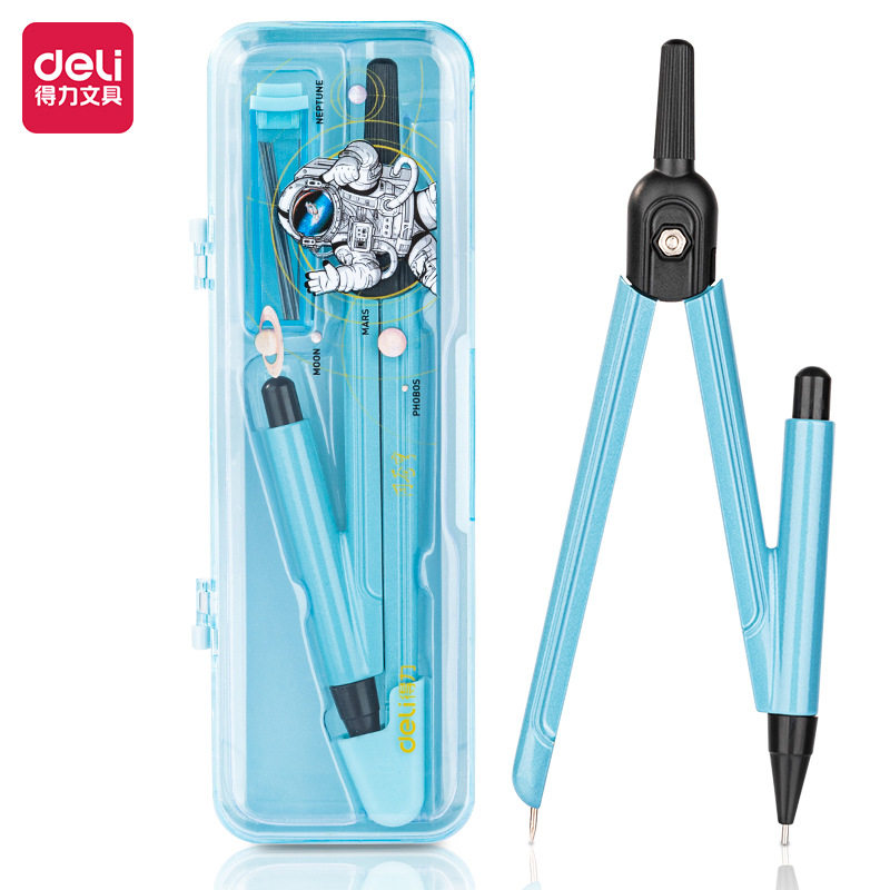 Deli 72165 compasses simple fashion student exam drawing metal compasses set for office Engineering Drawing