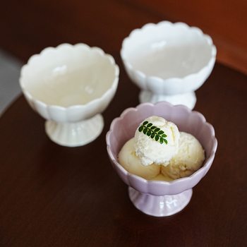 Ceramic High-Footed Lace Bowl, Ice Cream Snack Bowl, Commercial Hotel Restaurant Palace Bird's Nest Bowl, Dessert Bowl, Snack Bowl