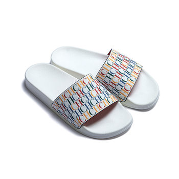 Cross-Border Chhc Women's Slippers New Fashion Letter Printing Multi-Scenario Neutral Ladies Silicone Beach Shoes