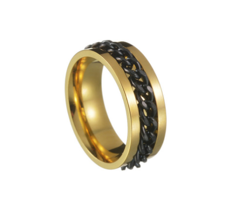 2023亚马逊欧美新款酷炫钛钢情侣高品质旋转减压抗燥朋克戒指货源