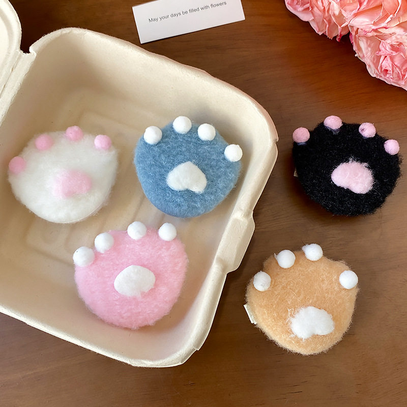 软萌粉嫩可爱猫抓发夹ins少女高颜值毛绒夹子刘海侧边夹发饰头饰