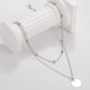 Cross-border Retro Simple Style Double-layer Round Necklace Clavicle Chain Alloy Bead Chain Disc Pendant Necklace Collar for Women