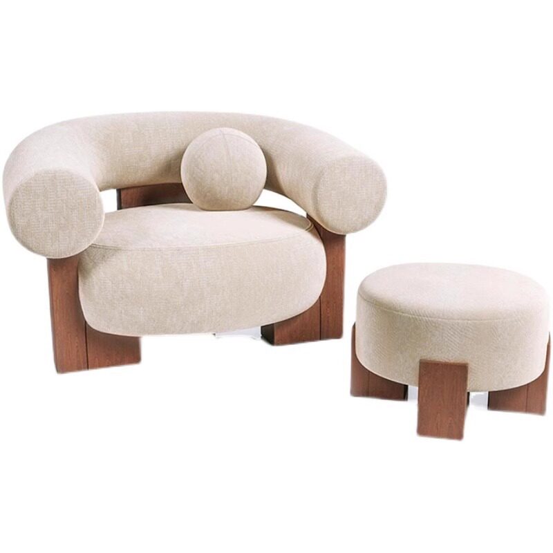 北欧简约小户型客厅民宿诧寂风实木沙发双三人设计师创意弧形沙发