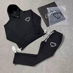 Carsicko Heart Sports Suit Fleece-Lined Fabric Sweatshirt Sports Pants Winter European and American Hip-Hop Popular Trend