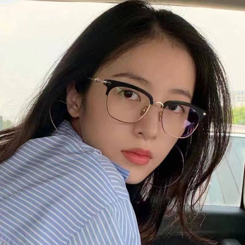 Explosive half-frame eyebrows anti-blue light discoloration glasses plain light luxury myopia glasses fashion glasses frame manufacturers wholesale