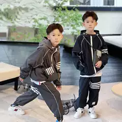 Children's windbreaker 24 autumn new Korean version of the big boys and girls windbreaker hooded coat two-piece suit