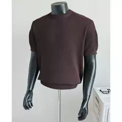 Knitted Short-Sleeve T-Shirt for Men, Ribbed Texture, Summer Cool Feel, Casual Breathable High-Neck, Cross-Border Dropshipping Factory Wholesale