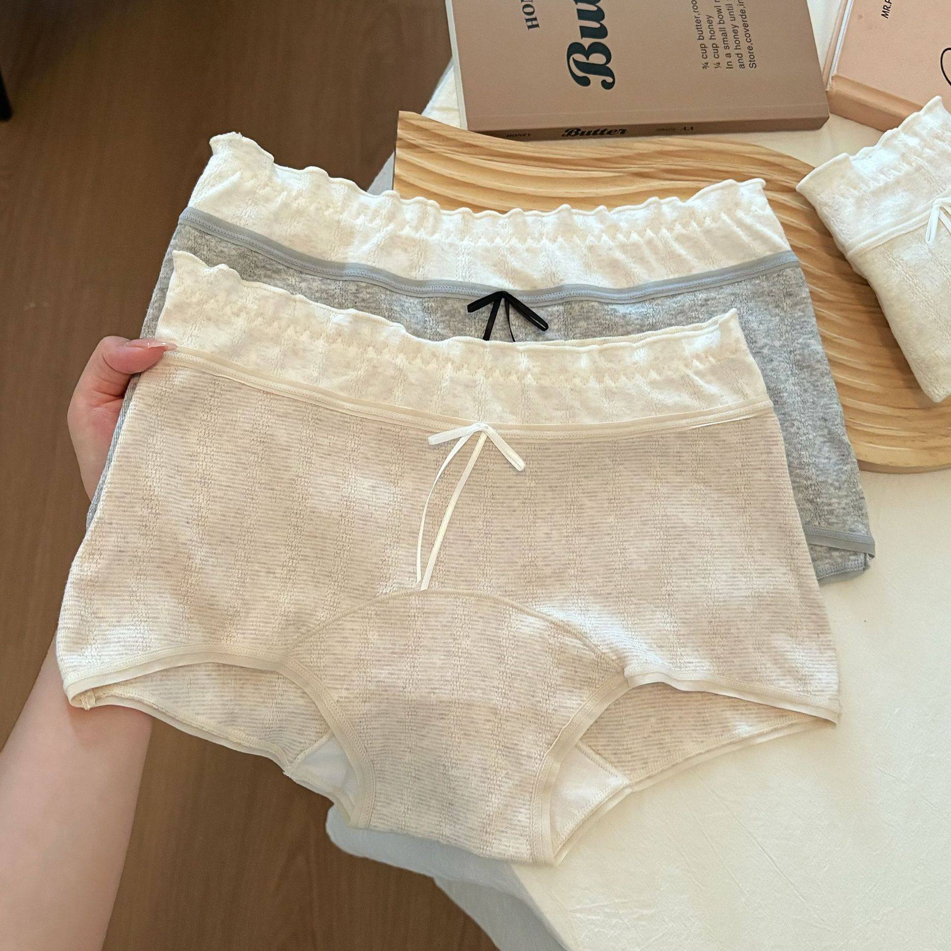 Matcha Girl Class a Baby Cotton Girl Ballet Style Lace Contrast Color Large Size 10A Antibacterial Crotch Mid-Waist Boxer Briefs