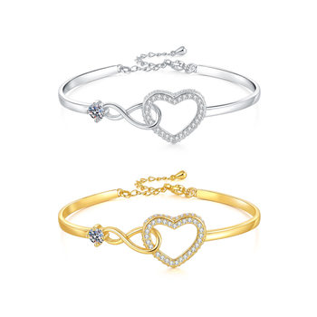 Cross-Border Amazon Hot Selling Hollow Zircon Love Open Bracelet Light Luxury Small Fragrance Style High-End Couple Hand Jewelry for Women