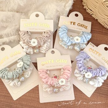 Fresh and Floral Scrunchie Sweet Girl Ponytail Hair Tie Children's Bun Hair Rope Wholesale