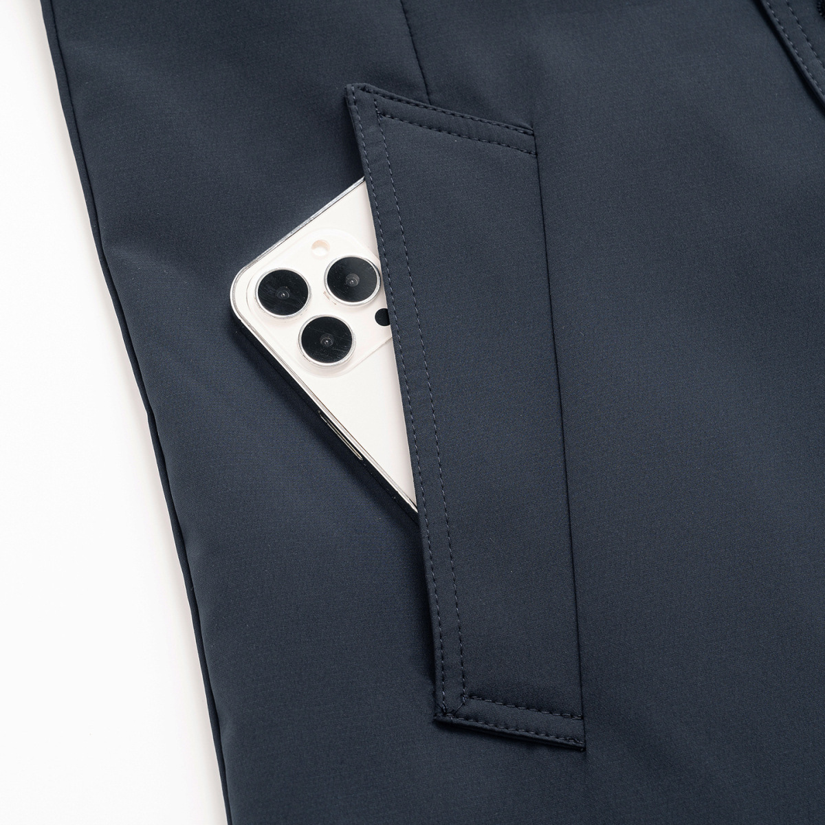 Áo trench coat nam dáng trung cổ vest chống nhăn phong cách công sở — Xanh tím than, Màu kaki