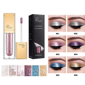 Cross-Border Pudaier 18-Color Diamond Shining Eye Shadow Liquid Pearlescent Glitter Amazon High-Gloss Monochrome Liquid Eye Shadow