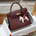 25cm bordeaux red gold buckle