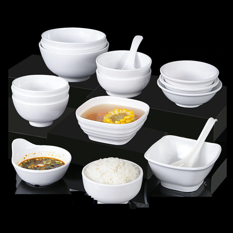 White anti-fall melamine small Bowl restaurant small soup bowl plastic imitation ceramic resin rice hot pot restaurant seasoning Bowl